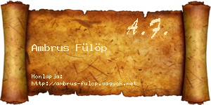 Ambrus Fülöp névjegykártya